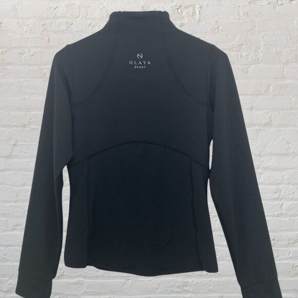 Olaya Sport Billy Jacket L Zip Front Thumb Holes Moisture Wicking Black - Picture 5 of 15